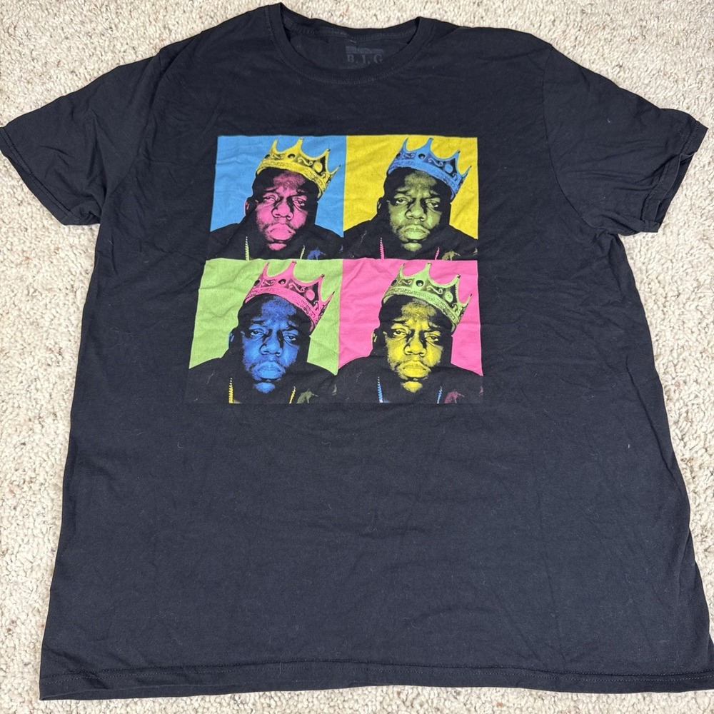 Black Biggie Smalls Notorious BIG Pop Art Graphic T‎ Shirt Tee XL